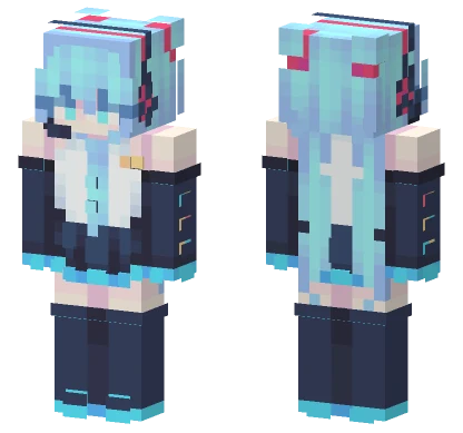 Aqua Blue Hair Girl Minecraft skin