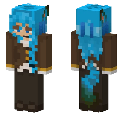 Aqua Blue Hair Girl Minecraft skin