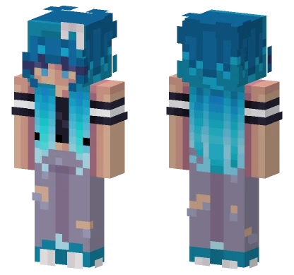 Aqua Hair Girl Minecraft skin