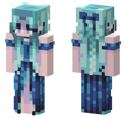 Aqua Hair Girl Minecraft skin