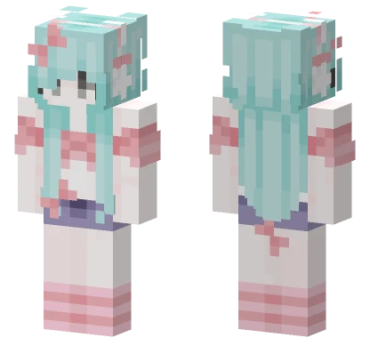 Aqua Hair Girl Minecraft skin