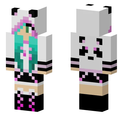 Aqua Panda Girl Minecraft skin