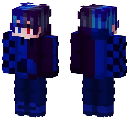 Asymmetrical Split Blue Black Minecraft skin