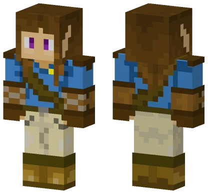 Aventurier Fille Brune Variation Bleu Minecraft skin