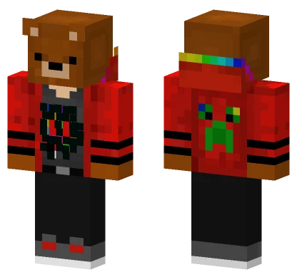 Bear With Red Hoodie Minecraft skin