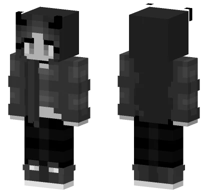 Black and White Gray Girl Minecraft skin