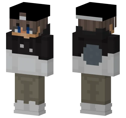 Black and White Hoodie Full Moon Minecraft skin