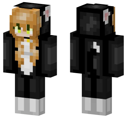 Black Cat Tuxedo Cat Girl Minecraft skin