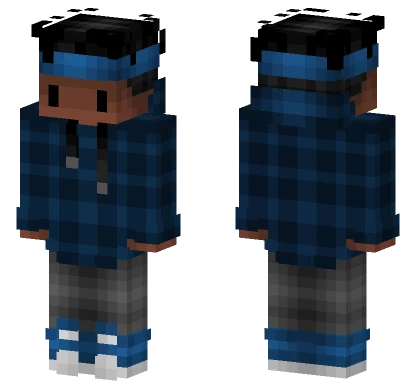 Black Chibi Dark Blue Hoodie Minecraft skin