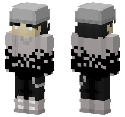 Black Flame Beanie Casual Outfit Minecraft skin