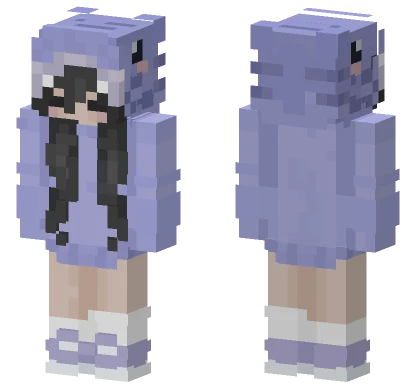 Black Hair Lavender Shark Onesie Minecraft skin