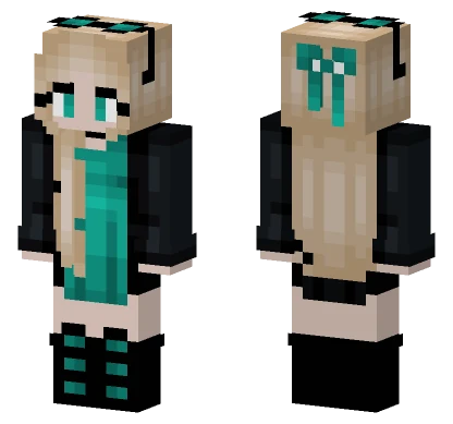 Black Jacket Cyan Dress Minecraft skin