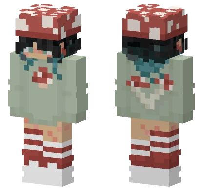 Black To Blue Hair Mushroom Girl Minecraft skin