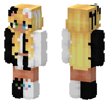 Black White Kitty Cat Girl Minecraft skin