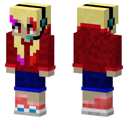 Blond Gamer Girl Red Pullover Minecraft skin