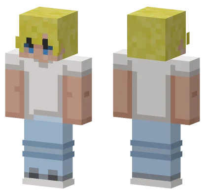 Blonde Boy White Shirt Blue Pants Minecraft skin