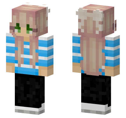 Blonde Girl In Blue Stripes Minecraft skin
