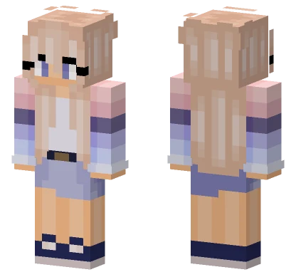 Blonde Hair Blue Shirt Minecraft skin