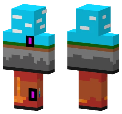 Blue and Orange Robot Minecraft skin