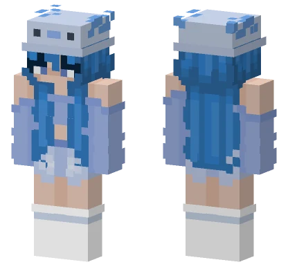 Blue Axolotl Girl Minecraft skin