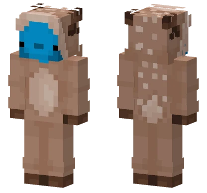 Blue Axolotl Reindeer Onesie Minecraft skin