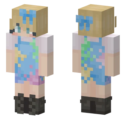 Blue Bow Haired Girl Minecraft skin