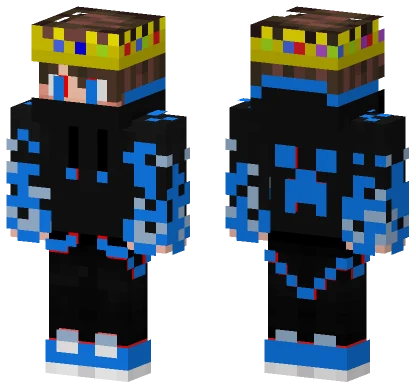 Blue Boy With Technoblade Crown Minecraft skin
