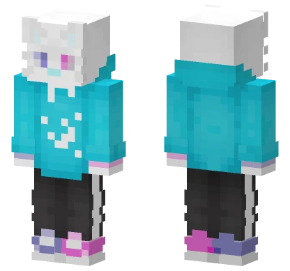 Blue Cat Girl Minecraft skin