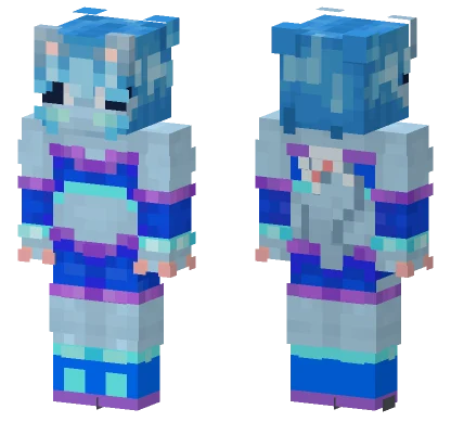 Blue Cat Girl Minecraft skin