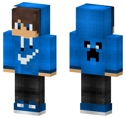 Blue Creeper Hoodie Boy Minecraft skin