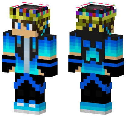 Blue Creeper Hoodie Boy Minecraft skin