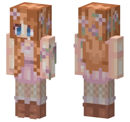 Blue Eyes Pink Flower Minecraft skin