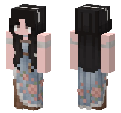 Blue Floral Dress Girl Minecraft skin