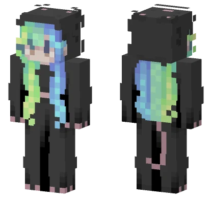 Blue Green Hair Girl Minecraft skin