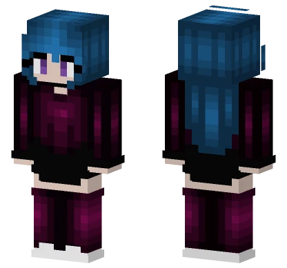 Blue Hair Purple Eyes Outfit Minecraft skin