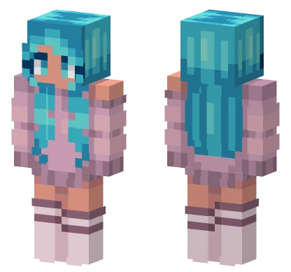 Blue Haired Girl Minecraft skin