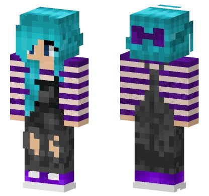 Blue Haired Overall Girl Minecraft skin
