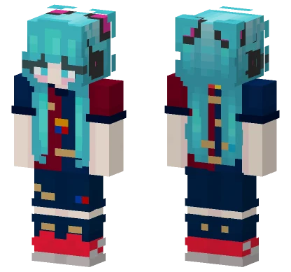 Blue Haired Schoolgirl Outfit Minecraft skin