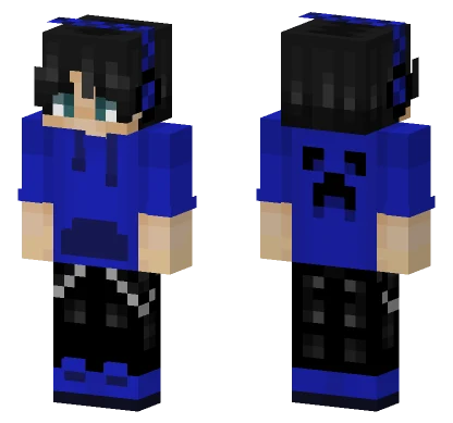 Blue Hoodie Bat Minecraft skin