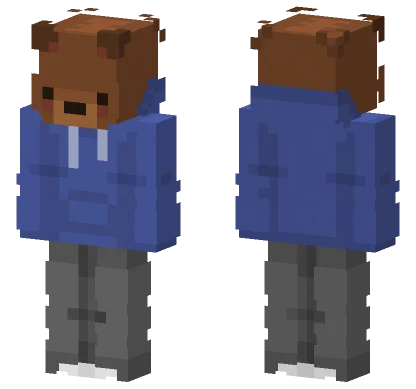 Blue Hoodie Bear Skin Minecraft skin