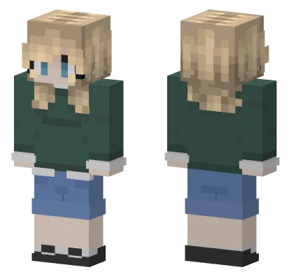 Blue Hoodie Girl Minecraft skin