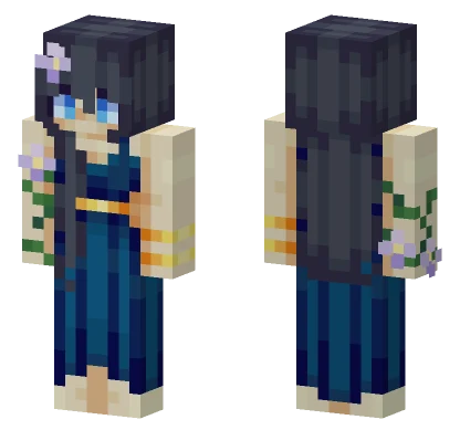 Blue Kimono Girl Minecraft skin