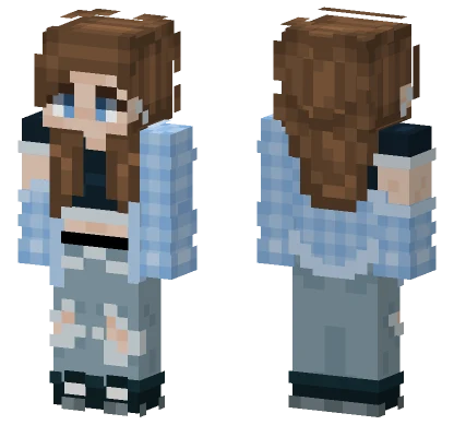 Blue Plaid Girl Minecraft skin