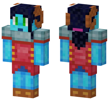 Blue Skin and Ram Horns Minecraft skin