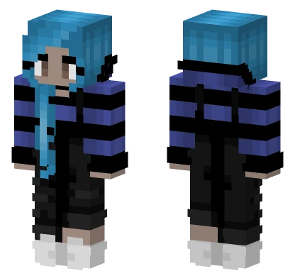 Blue Stripe Overalls Girl Minecraft skin