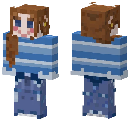 Blue Striped Dress Girl Minecraft skin