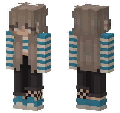 Blue Striped Dress Girl Minecraft skin