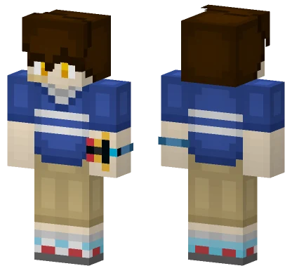 Blue Striped Shirt Boy Minecraft skin