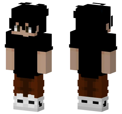 Boy With Brown Pants And Black T Shirt Minecraft skin