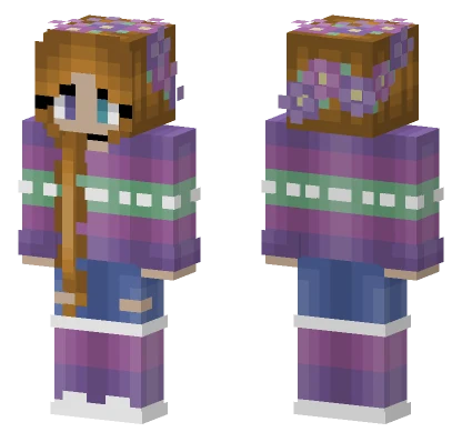 Braided Orange Hair Flower Crown Minecraft skin